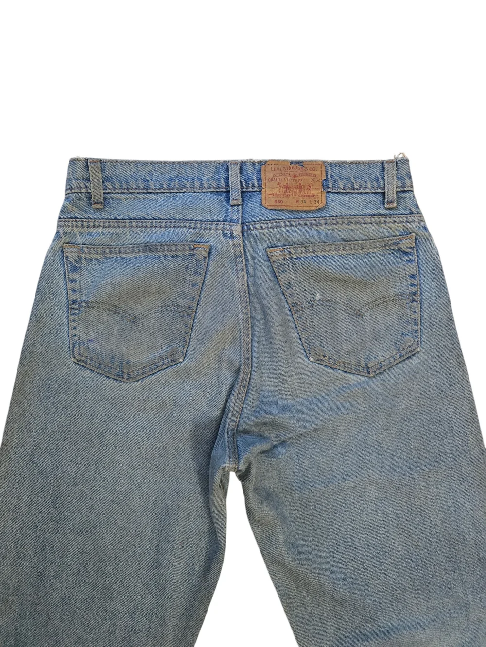 Levi's Men's 550 Blue  Jeans - Distressed Relaxed Fit Taper Leg 34x34